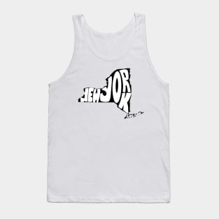 New York Map Outline Bubble Letters- black and white Tank Top